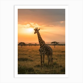 Sunset Giraffe 2 Art Print