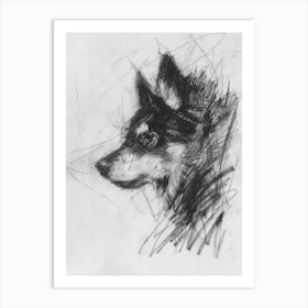 Charcoal Dog Side Line Portrait Art Print