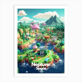 Neptune Travel Poster Bubble Planet 1 Art Print