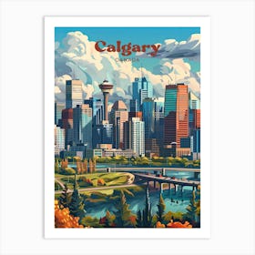 Calgary Canada Retro Art Illustration Art Print