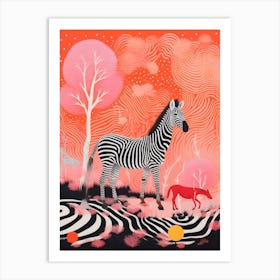 Linework Zebra In The Wild 1 Art Print