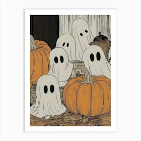 Ghosts And Pumpkins 2 Art Print