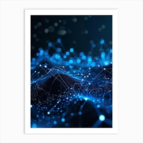 Abstract Digital Datum Web Displaying A Three Dimensional Mesh Of Connections Symbolizing Ai Networ (6) Art Print