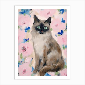 A Ragdoll Cat Painting, Impressionist Painting 4 Art Print