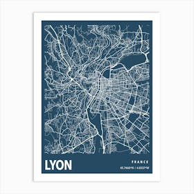 Lyon Blueprint City Map 1 Art Print