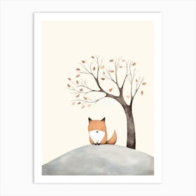 Cute Minimal Fox Illustration 4 Art Print