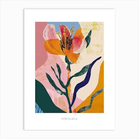 Colourful Flower Illustration Poster Portulaca 3 Art Print