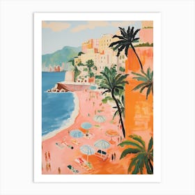 Atrany, Amalfi Coast   Italy Beach Club Lido Watercolour 1 Art Print