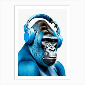 Gorilla With Headphones Gorillas Decoupage 2 Art Print