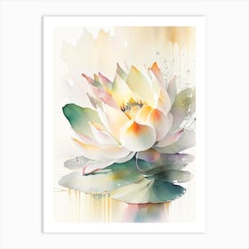 Giant Lotus Storybook Watercolour 4 Art Print