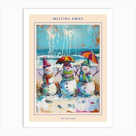 Snowmen On The Beach Painting Poster 4 Art Print