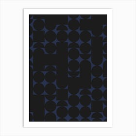 Geometric Black on Navy Modern Art Print Art Print