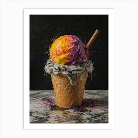 Rainbow Ice Cream Cone Art Print