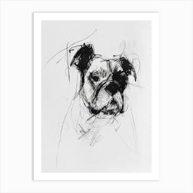Bulldog Charcoal Line Art Print
