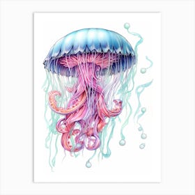 Upside Down Jellyfish Pencil Drawing 12 Art Print
