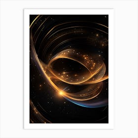 Abstract Golden Spiral Galaxy Background Art Print