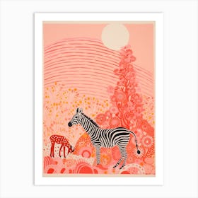 Zebra In The Wild With Other Animals Art Print
