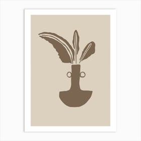 Plant In A Vase Line Drawing Art Print