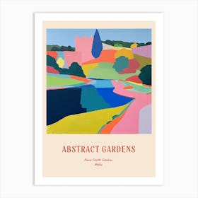Colourful Gardens Powis Castle Gardens Wales 3 Red Poster Art Print