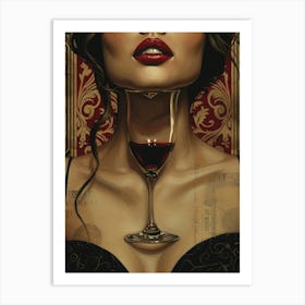 Woman With A Glass Of Wine 2 Art Print