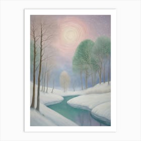 Winter's Creek At Night Art Print