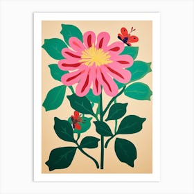 Cut Out Style Flower Art Bee Balm 1 Art Print