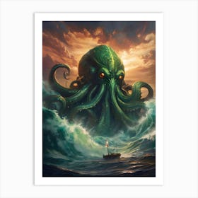 Cthulhu Attacks Art Print