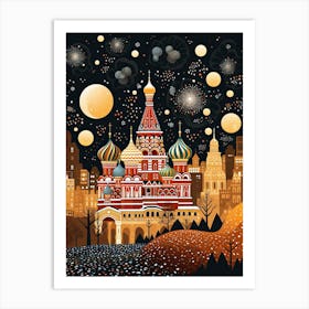 Moscow, Illustration In The Style Of Pop Art 1 Art Print