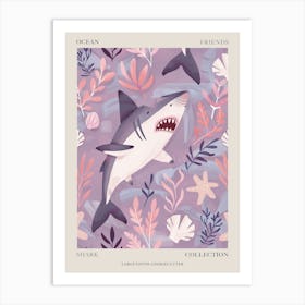 Purple Largetooth Cookiecutter Shark Illustration 4 Poster Art Print