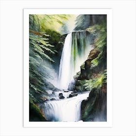 Henrhyd Falls, United Kingdom Water Colour  (3) Art Print