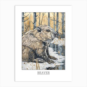 Beaver Precisionist Illustration 2 Poster Art Print