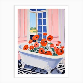 A Bathtube Full Of Poppy In A Bathroom 3 Art Print