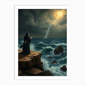 Prophetess on a Coastal Cliff Art Print