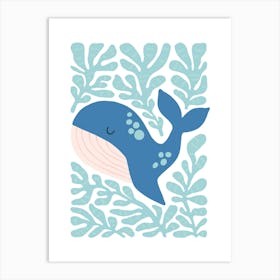 Nursery Abstract Cute Dolphin Blue Art Print