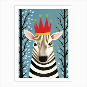 Little Zebra Wearing A Crown Art Print