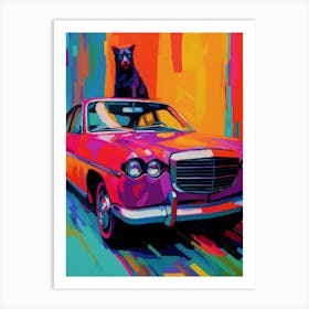 Dodge Charger Vintage Car With A Cat, Matisse Style Painting 1 Art Print