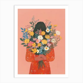 Spring Girl With Wild Flowers 3 Art Print