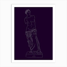 Venus de Milo Line Drawing - Purple Art Print