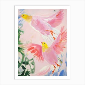 Pink Ethereal Bird Painting Finch 8 Art Print