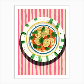 A Plate Of Calamari, Top View Food Illustration 1 Art Print
