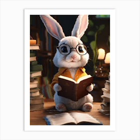 Rabbit Reading A Book 1 Art Print