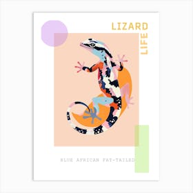 Blue African Fat Tailed Gecko Abstract Modern Illustration 4 Poster Art Print