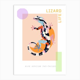 Blue African Fat Tailed Gecko Abstract Modern Illustration 4 Poster Póster