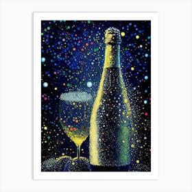 American Sparkling Wine Wine Pointillism Cocktail Poster Art Print