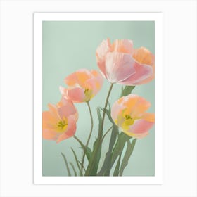Bunch Of Tulips Flowers Acrylic Painting In Pastel Colours 11 Art Print
