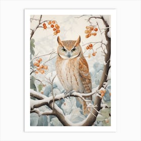 Winter Bird Painting Eastern Screech Owl 3 Art Print