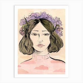 Girl And Her Flowers Art Print