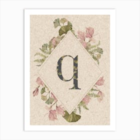 Floral Monogram Q Art Print
