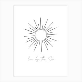 Live By the Sun, Line Floral Sun, Boho Art Print