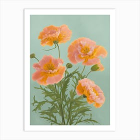 Marigold Flowers Acrylic Painting In Pastel Colours 9 Art Print